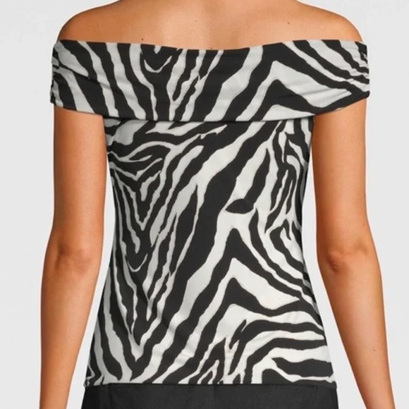 White House Black Market Off The Shoulder Zebra Print Top - Picture 2 of 5